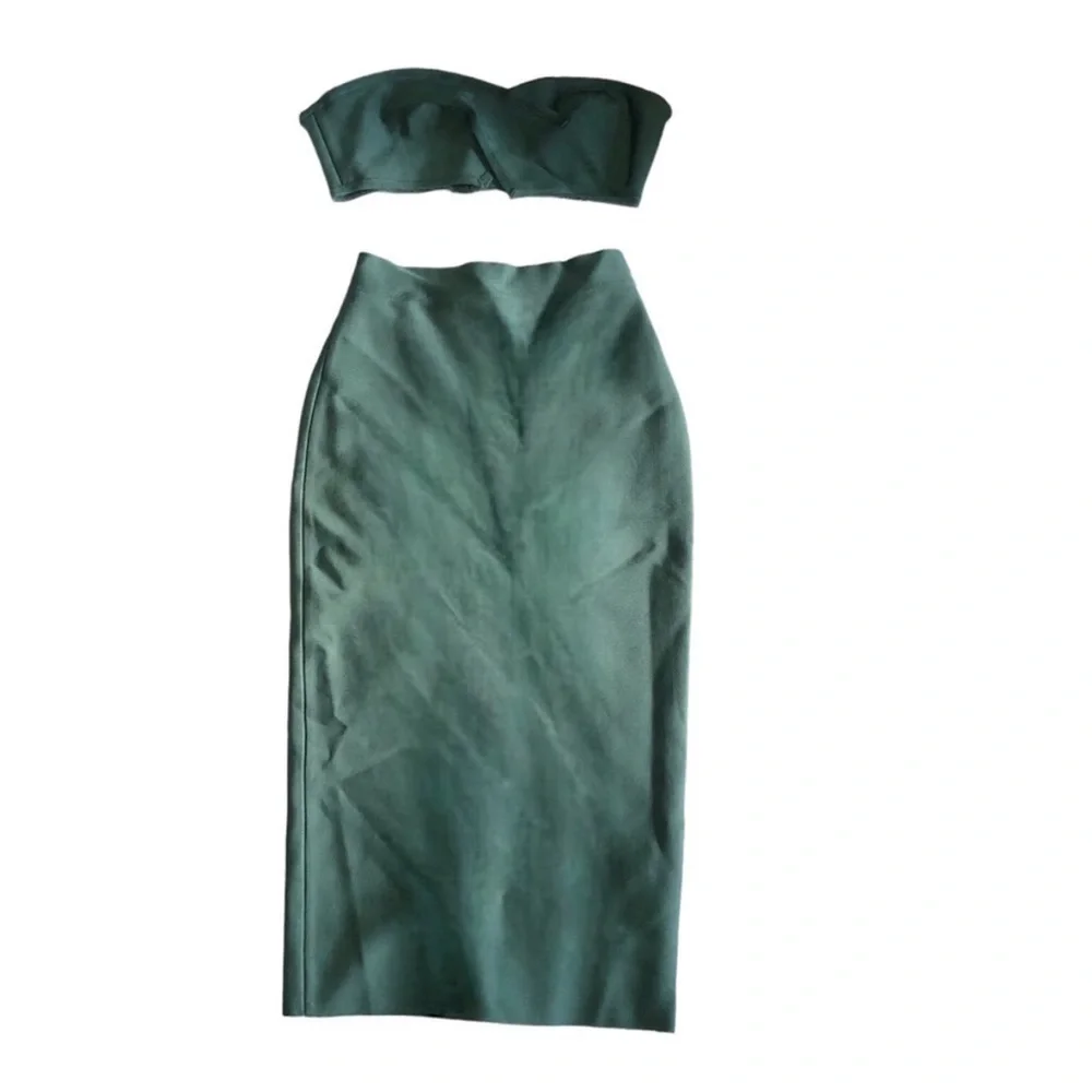 House of CB Aqua Suiza Bandage Pencil Skirt & Top Coordinating Set. Size XS